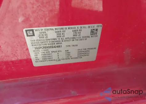 2014 Chevrolet Silverado 1500 1Lt from USA, damaged, VIN 3GCPCREHXEG424961